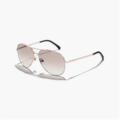 CHANEL Sunglasses: Pilot Sunglasses, titanium & calfskin — 